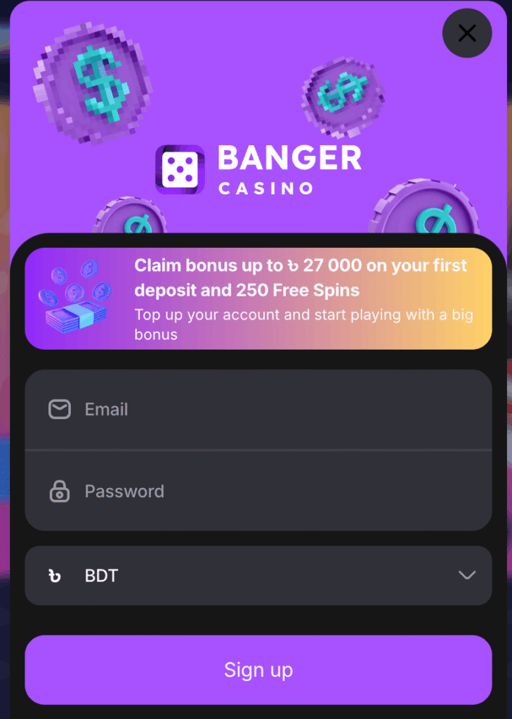 how to register at banger casino
